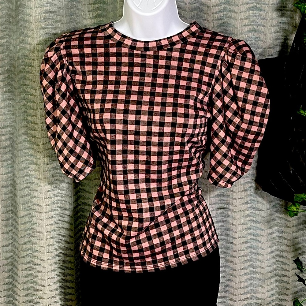 Pink Plaid Blouse
